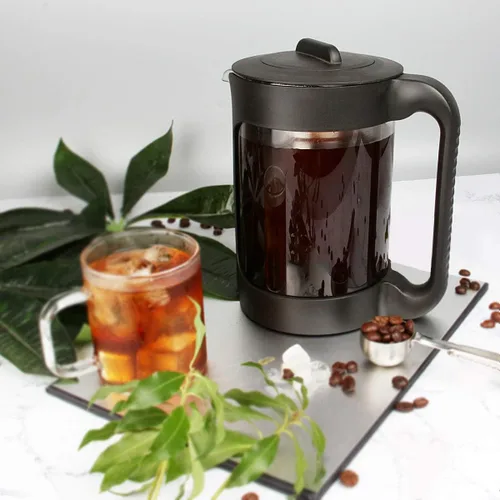 Vista 6 de SIXAQAUE - Cafetera helada de acero inoxidable, colador grande de 52 onzas, enfriador de té de jugo