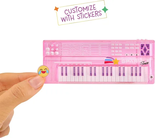 Vista 3 de Rainbow High Jr High Rock Band - Amaya, muñeca de moda arcoíris de 9 pulgadas con teclado, personalizable con calcomanías, posable, gran regalo