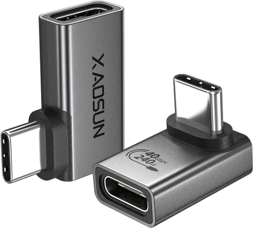 Vista 12 de XAOSUN Adaptador USB C de 90 grados, ángulo recto, 240 W, 40 Gbps, conector USB tipo C Thunderbolt 4 para MacBook, teléfono, Rog Ally, Steam Deck