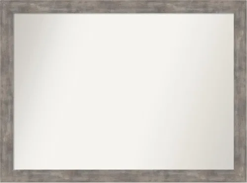 Vista 114 de Amanti Art Silver Bathroom Mirror for Over Sink, 26x45 Custom Made Marred Pewter Rectangle Vanity Mirror, Oversize Casual Wood Frame, Hangs Estaño