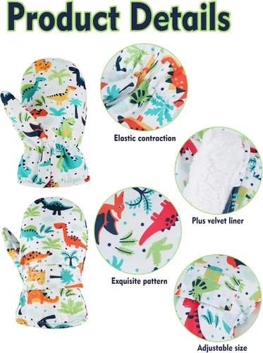 Vista 4 de SATINIOR 2 pares de manoplas impermeables para niñas, guantes de nieve para niños, guantes de esquí cálidos y gruesos para actividades al aire libre