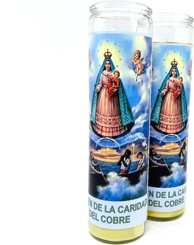 Vista 9 de Virgen de la caridad del cobre veladora de rezo sin fragancia 14 oz vaso grande una pieza vela de oración de una pieza 14 oz de vidrio alto oración