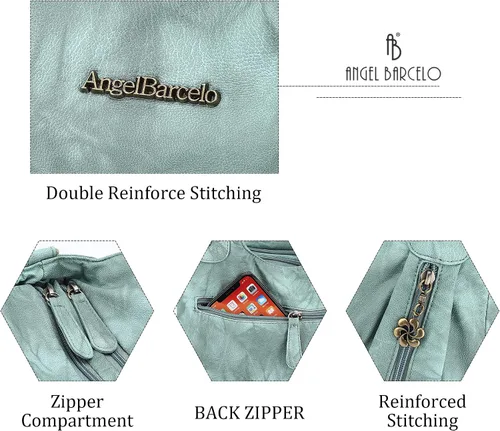 Vista 4 de Angel Barcelo Bolsos de cuero sintético para mujer, bolso de hombro, a la moda, bolsas para niñas