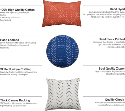 Vista 7 de Trade Star Funda de almohada india de 18 pulgadas, 100% algodón, redonda, estilo campestre, para sofá, decoración moderna para sala de estar