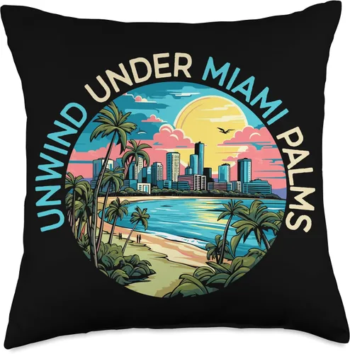 Vista 4 de Miami City Florida USA SteMi Apparel Miami City Florida USA America United States Throw Pillow, 16x16, Multicolor