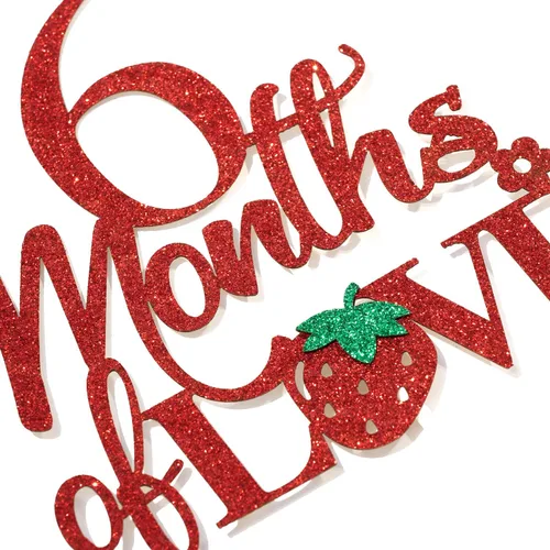 Vista 6 de Decoración para pastel de 6 meses de amor, decoraciones de pastel de cumpleaños de 6 meses, 1/2 camino a uno, decoraciones de medio cumpleaños