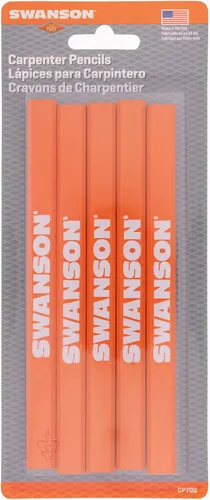 Vista 4 de Swanson Tool Co CP700 - Paquete de 5 lápices de carpintero naranja brillante con grafito negro High-visibility yellow traditional wood carpenter