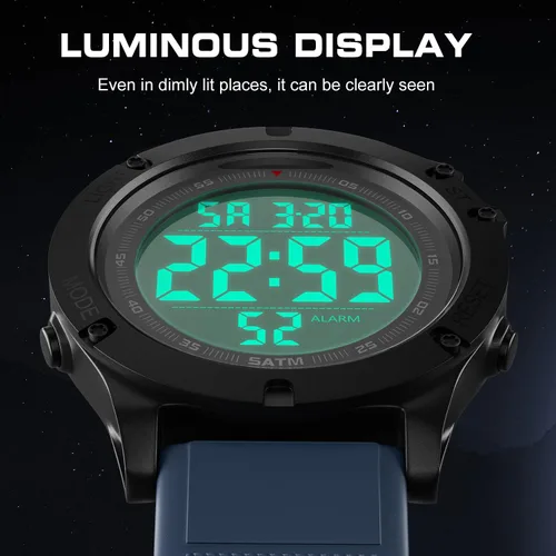 Vista 3 de GOLDEN HOUR Mens Digital Sports Watch, Large LCD Display, 5ATM Water Resistant,Silicone Band