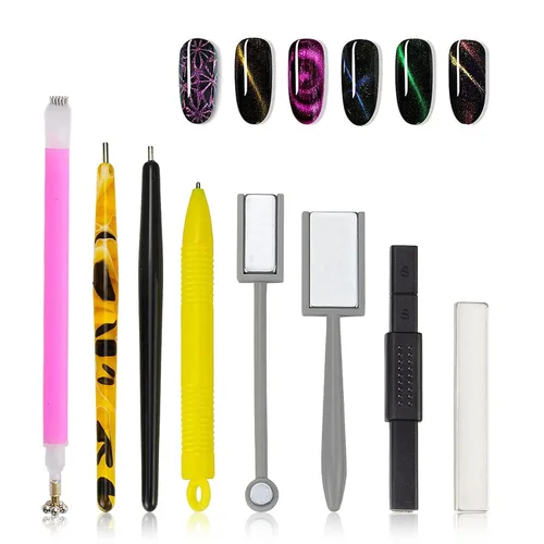 Vista 7 de Ideal Swan Juego de herramientas de esmalte de uñas magnético, esmalte de gel de ojo de gato 3D, herramienta de plástico de ojo de gato, ojo de gato