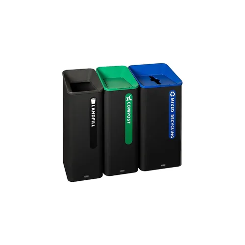 Vista 3 de Rubbermaid Commercial Products Sustain - Contenedor decorativo de 15 galones, negro/verde, interior para edificios de oficinas, patios de comida