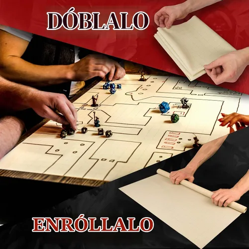 Vista 5 de Alfombrilla de silicona para rejilla de batalla para TTRPG Pergamino 2' x 3' Dungeon Master Mat. Para usar con marcadores de borrado en seco.