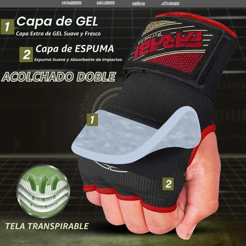 Vista 2 de Guantes de boxeo acolchados de gel para hombres y mujeres, con correas de muñeca rápidas de 32 pulgadas de largo, para artes marciales, artes