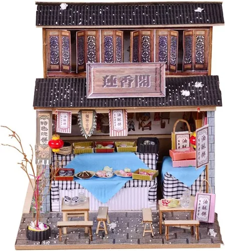 Vista 2 de Kit de casa de muñecas en miniatura con muebles, estilo chino 3D, casa de muñecas en miniatura de madera, kit de casa de muñecas en miniatura