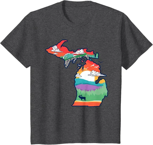 Vista 32 de Michigan Outside - Camiseta con ilustración artística