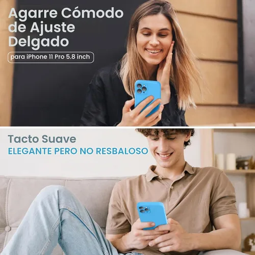Vista 2 de Vooii Funda compatible con iPhone 11 Pro, silicona líquida mejorada con bordes planos, protección de cámara, forro de microfibra antiarañazos suave