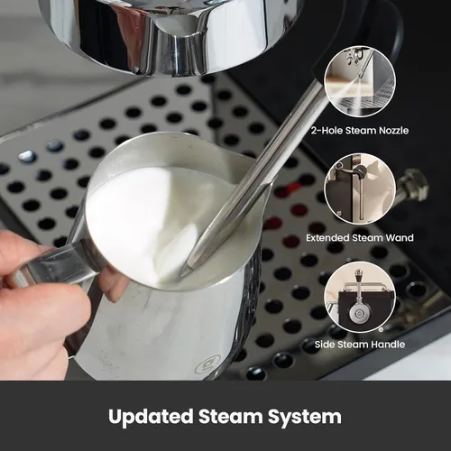 Vista 8 de Gemilai Owl G3006 - Máquina de café expreso para el hogar, control de temperatura PID y cabezal de grupo comercial de 2.283 in, cafetera de acero