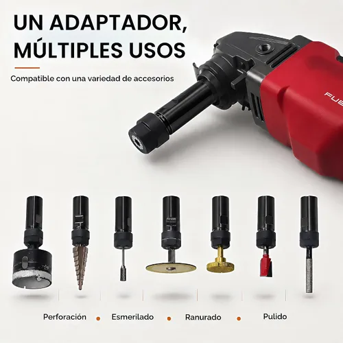 Vista 2 de Juego de eje de extensión para amoladora angular con rosca 5/8"-11, adaptador de pinzas de conversión para taladro eléctrico, accesorios
