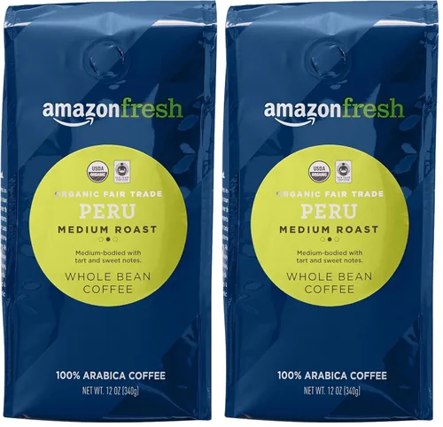 Vista 10 de Amazon Fresh, Café orgánico de grano entero de Perú de comercio justo, tostado medio, 12 onzas