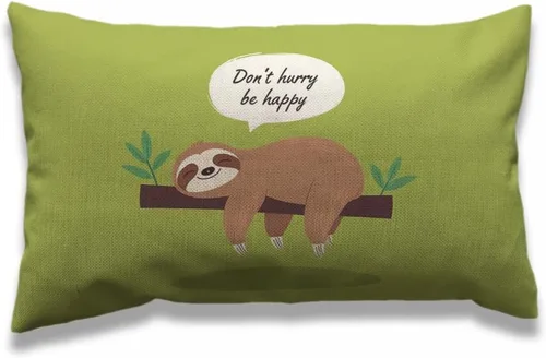 Vista 13 de AOYEGO - Funda de almohada decorativa para sofá y cama con diseño de perezoso navideño, suéter rojo, rama de árbol, fundas de almohada rectangulares