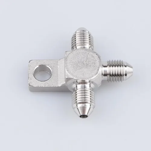 Vista 5 de AC PERFORMANCE Acero inoxidable -3 AN macho manguera de freno extremo T bloque con lengüeta de montaje Adaptador de bloque en T de 3 vías macho