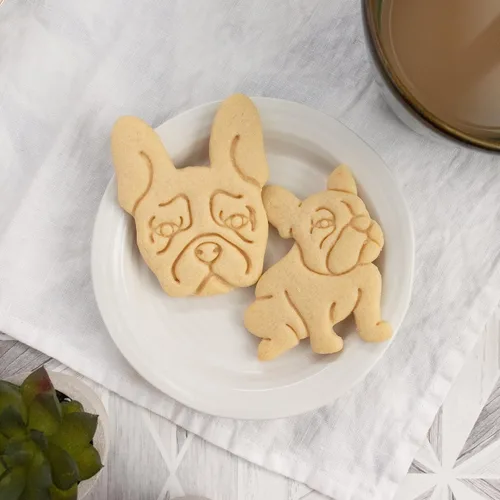 Vista 3 de Juego de 2 cortadores de galletas Bulldog Francés (Diseños: Cuerpo y Cara), 2 piezas - Bakerlogy
