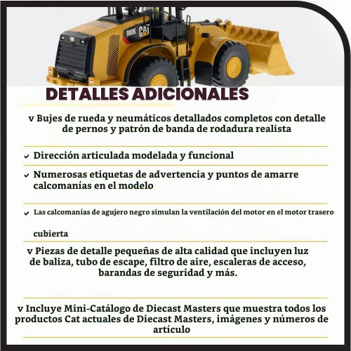 Vista 5 de Diecast Masters Cargador de ruedas Caterpillar 980K 1:50 - Configuración de roca - Core Classics Series 85296C