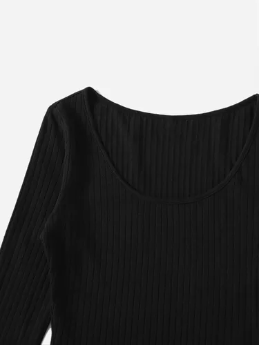 Vista 3 de SOLY HUX Women's Scoop Neck Long Sleeve Bodysuit Basic Stretch Slim Fit Jumpsuits Tops