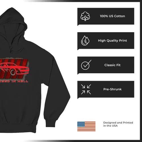 Vista 6 de Tee Hunt Raised In Hell Men's Graphic Hoodies and Crewneck Sweatshirts