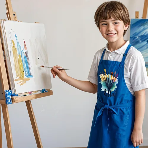 Vista 2 de Delantal con Nombre Personalizado para Pintura y Manualidades de Niños – Idea de Regalo Única para Calcetín Navideño para Niños y Niñas – Regalo