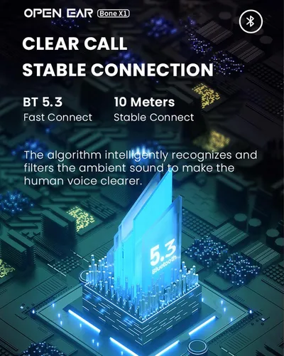 Vista 7 de UltraComfort Auriculares de conducción ósea de oreja abierta, auriculares inalámbricos Bluetooth 5.3, IPX5 impermeable, 8 horas de reproducción