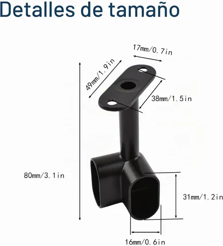 Vista 2 de INCREWAY 2 piezas de soporte de barra de armario ovalada de esquina 90 ° resistente accesorios de armario para ropa riel de ropa asiento para barra