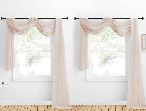 Vista 35 de NICETOWN Cenefa decorativa larga para ventana, cenefa de bufanda de boda, cortina de gasa para sala de estar, dormitorio, ceremonia