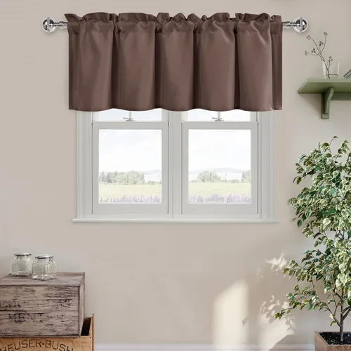 Vista 25 de DWCN Cortinas de Cenefa para Sala de Estar, Cocina, Baño/Sótano - Aqua Sólido, 1 Panel, 42 x 12 Pulgadas, Oscurecimiento de Habitación Solid Short