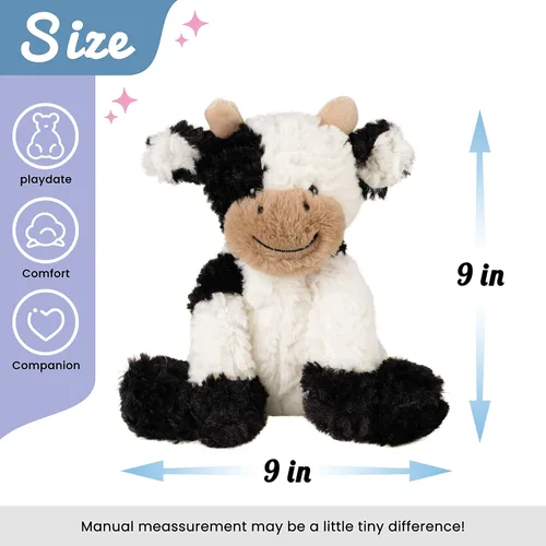 Vista 3 de Hopearl Adorable Vaca de Peluche, Juguetes de Vaca Flexible Suave, Animales de Peluche, Regalos de Cumpleaños Lindos para Niños, Niñas, Niños