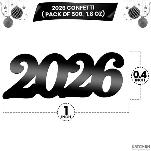 Vista 2 de KatchOn, Confeti de graduación negro brillante 2025 – Paquete de 500 Confeti de graduación 2025 decoraciones Decoraciones de graduación 2025