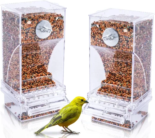 Vista 13 de Hamiledyi - Set de comederos sin ensuciar para pájaros con dispensador de agua, contenedor de semillas para periquitos, comedero automático