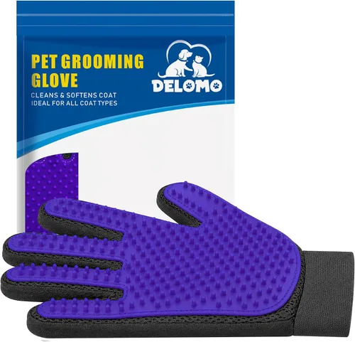 Vista 8 de Guante removedor de pelo para mascotas, cepillo suave para guantes de aseo de mascotas, guante de eliminación de pelos, guante de masaje con diseño