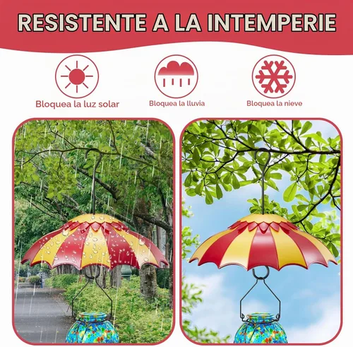 Vista 5 de Beserie - Bafle de comedero de pájaros de 14 pulgadas con foso de hormigas, cubierta protectora de lluvia para comedero de pájaros grande