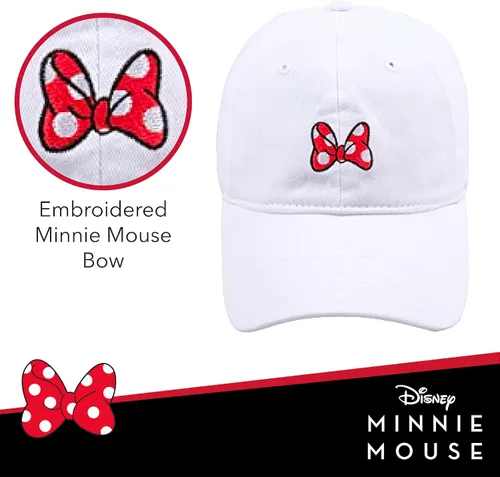 Vista 3 de Concept One Disney's Minnie Mouse Bows Embroidered Cotton Adjustable Dad Hat with Curved Brim