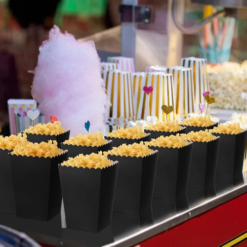 Vista 4 de Meanplan Cajas de palomitas de maíz para fiesta Mini soporte para palomitas Negro
