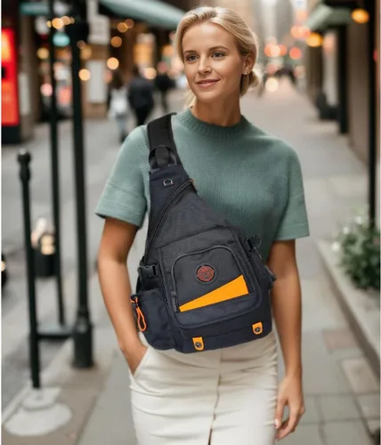 Vista 2 de Bolso bandolera grande Mochila Pack 13" 14" Laptop Bag Satchel Festival Travel Negro