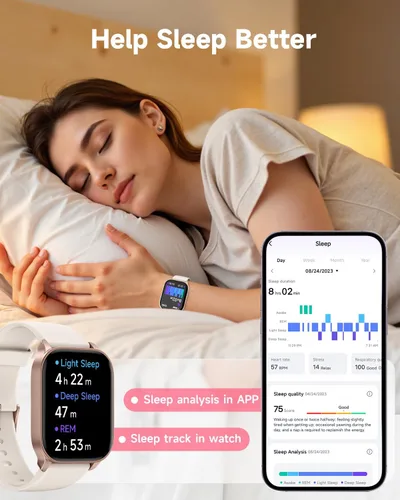 Vista 4 de TOOBUR - Reloj inteligente para mujer, compatible con teléfonos Android y iOS, responder/realizar llamadas, reloj de seguimiento de actividad