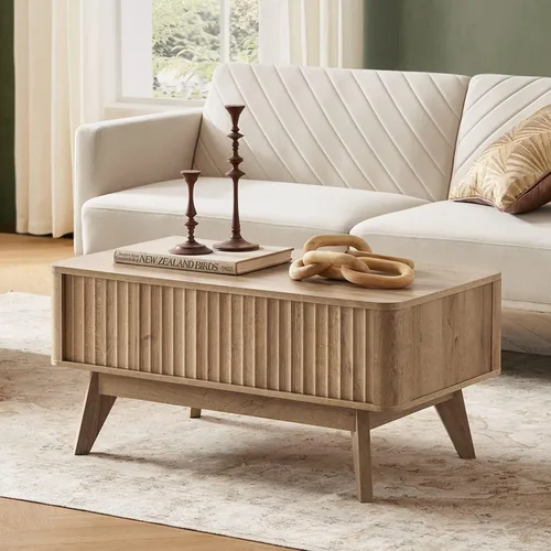 Vista 12 de Mopio Blake - Mesa de centro con tapa abatible y almacenamiento, mesa de centro cuadrada moderna de estilo rústico con parte superior fácil