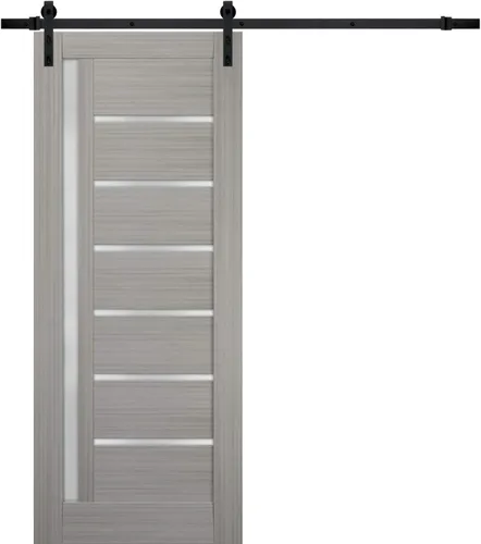Vista 21 de SARTODOORS Puerta corredera de granero de 18 x 80 pulgadas Quadro 4088 Blanco / Negro Puerta de granero individual Herrajes MDF incluidos