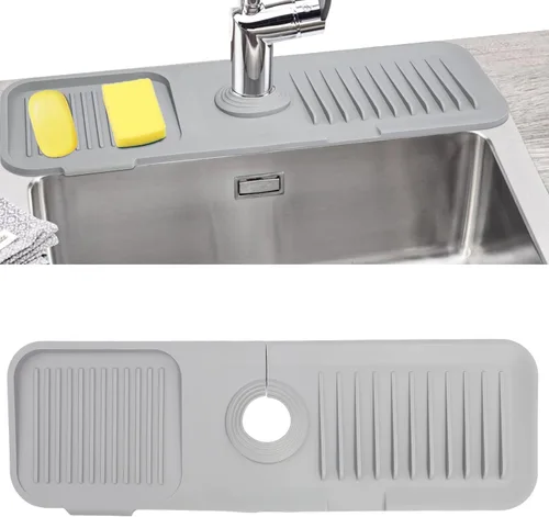 Vista 8 de Protector contra salpicaduras de silicona para fregadero, accesorios para fregadero Negro