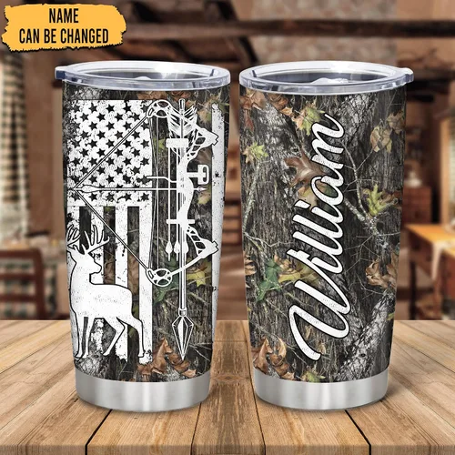 Vista 2 de Hyturtle Regalos de Caza Personalizados Para Hombres - Vaso Térmico de Caza de Ciervos con Camuflaje de 20 Oz para Café de Viaje de Acero Inoxidable