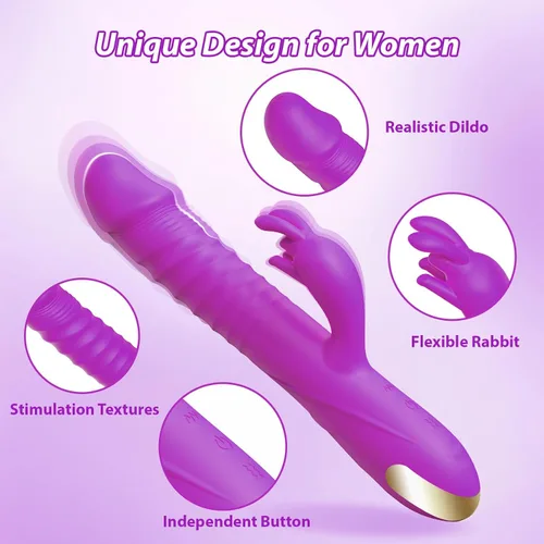Vista 4 de SUPOLA - Vibradores de consolador con empuje, juguetes sexuales para adultos para mujeres - Juguetes sexuales, consoladores, vibrador de conejo