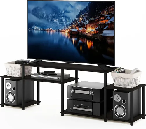 Vista 7 de Furinno 11191BK THE Centro de Entretenimiento Soporte para TV, Negro