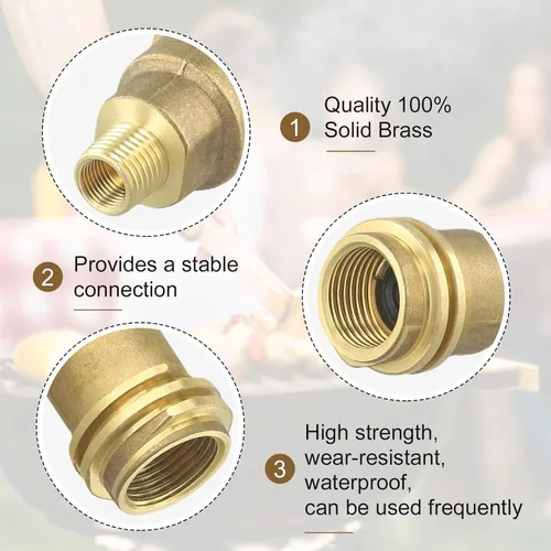 Vista 4 de Adaptador de conector de gas propano de rosca macho de 1/4 de pulgada, latón macizo para QCC1, conexión de línea de gas resistente, para barbacoa al
