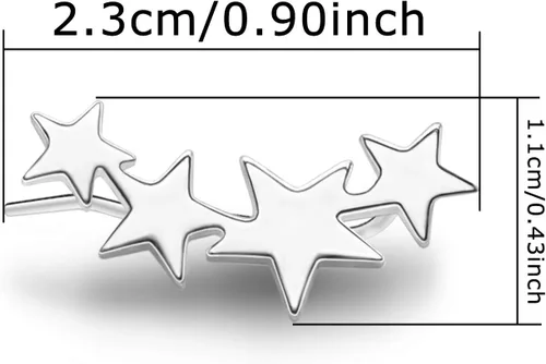 Vista 7 de Aretes de plata de ley con forma de estrella, hipoalergénicos, para mujeres y niñas, Plata Esterlina, no conocido
